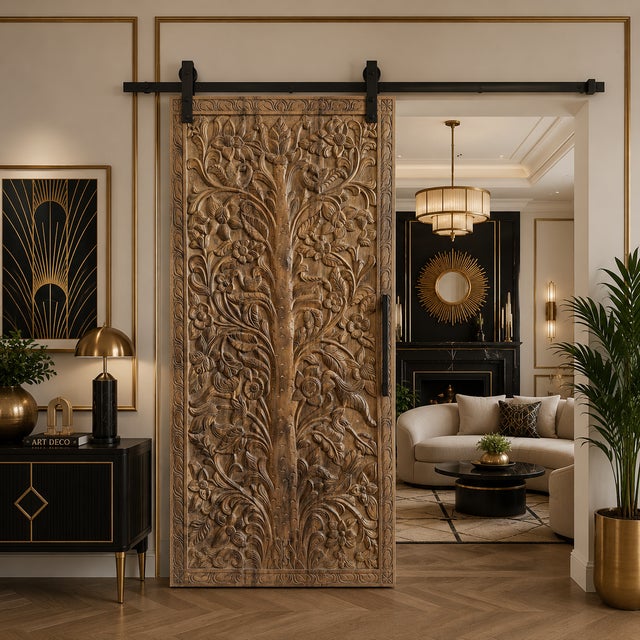 Hand-Carved Floral Tree of Life Wood Wall Panel | Natural Wood Architectural Wall Art 72 For Sale In Orlando - Image 6 of 6