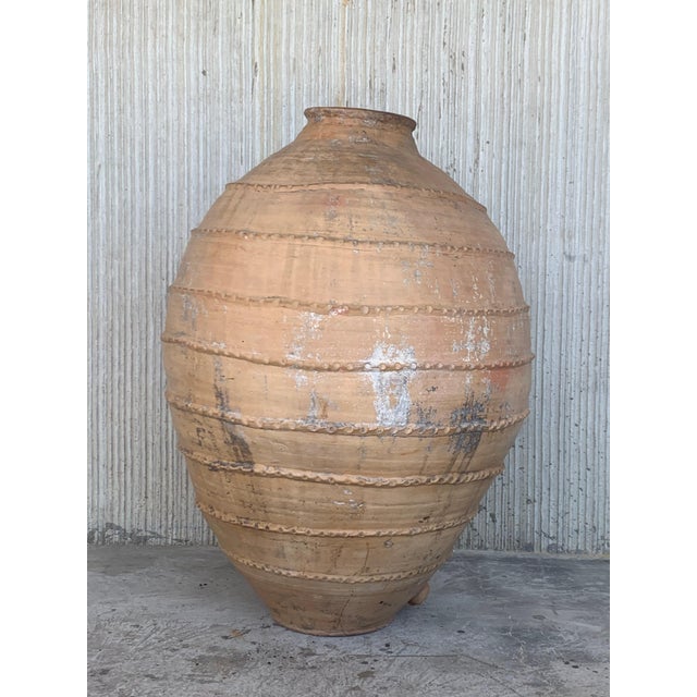 18th Century Large 41´ Terracotta Ribbed Vessel, Vase, Planter with Low Tap For Sale - Image 4 of 18