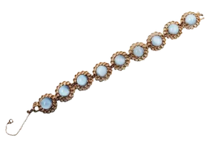 Vintage 1950s Reja Goldtone Faux-Blue Moonstone Bracelet