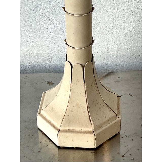 Vintage Punch Cut Metal Palm Lamp For Sale - Image 4 of 12