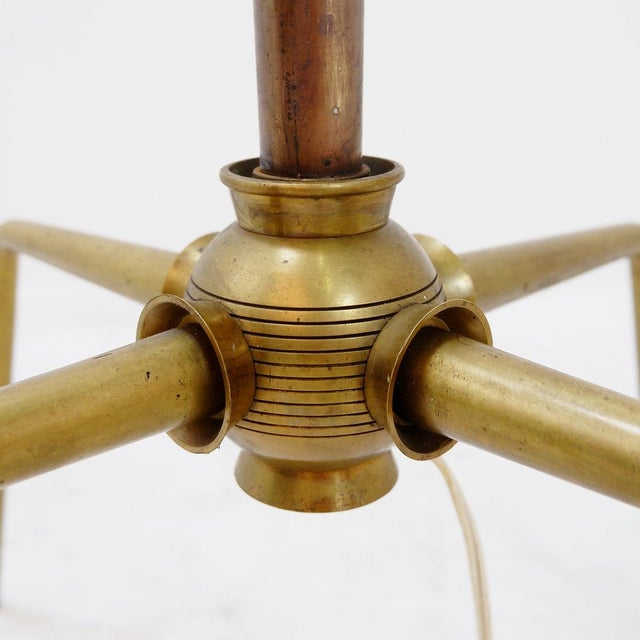Hollywood Regency Bronzed Metal and Brass Tripod Floor Lamp, 1950s For Sale - Image 9 of 17