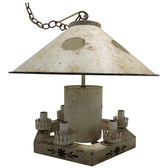 Mid-Century French Tole Metal Chandelier For Sale - Image 11 of 11