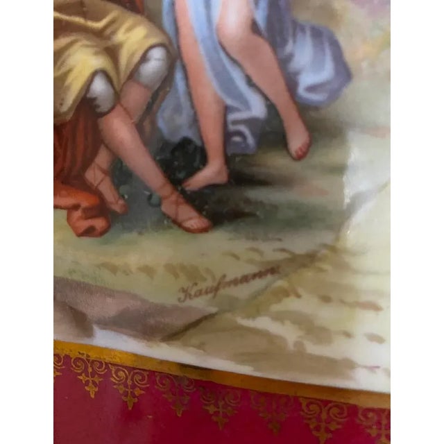 Victorian 1890s Antique Red and Golden Porcelain Victoria Carlsbad Tray For Sale - Image 3 of 13