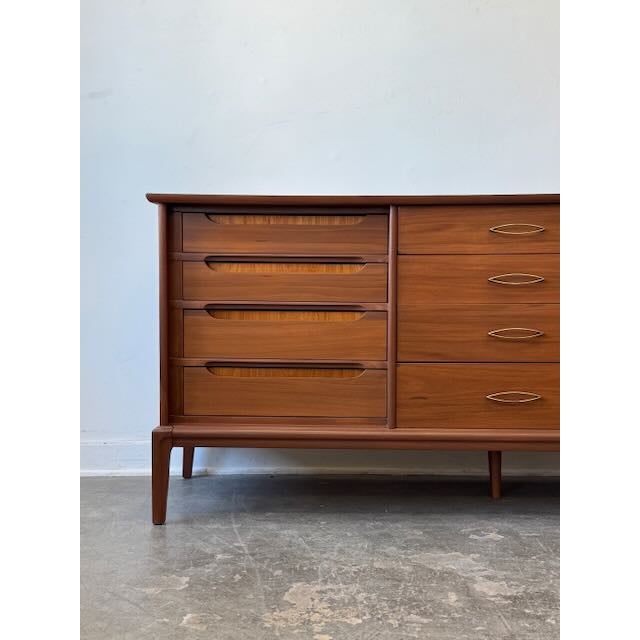 Brown 1960's 12 Drawer Walnut Dresser For Sale - Image 8 of 12