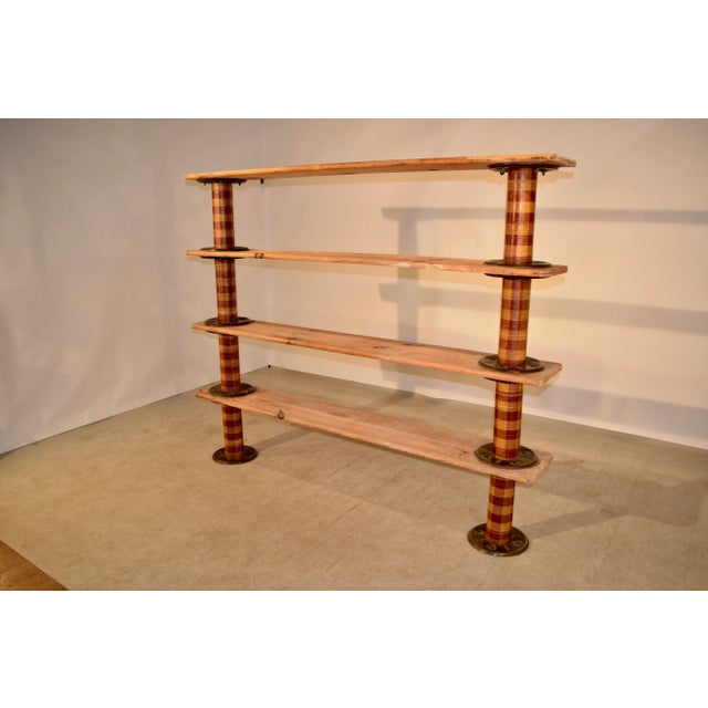 English Industrial Spool Shelf For Sale - Image 3 of 9