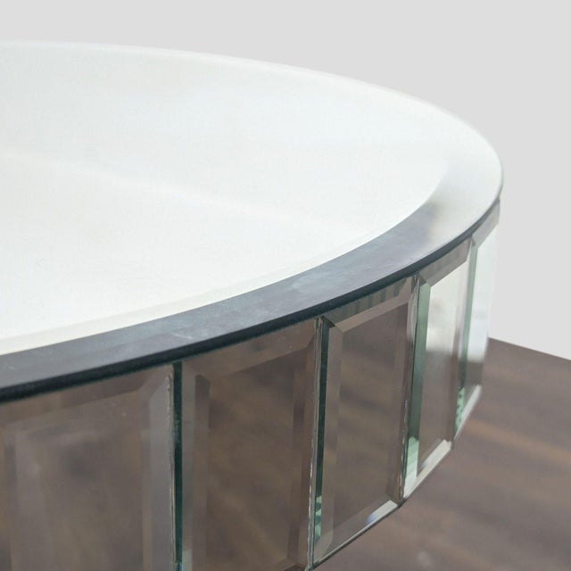 Z Gallerie Mirrored Accent Table With Wood Base For Sale - Image 4 of 5