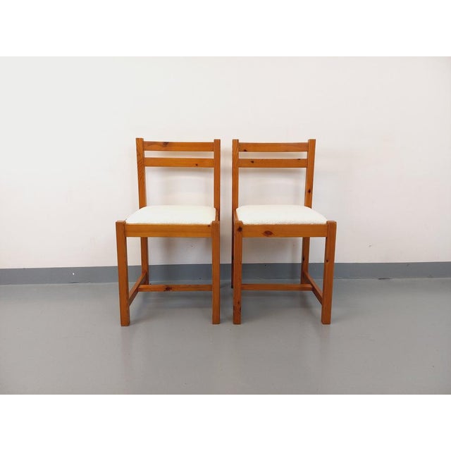 Set of Pine Chairs with Fabric Seats, 1970s For Sale - Image 14 of 18