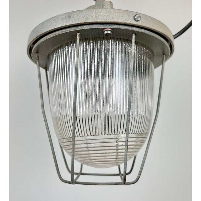 Light Industrial Grey Bunker Light from Polam Gdansk, 1970s For Sale - Image 4 of 14