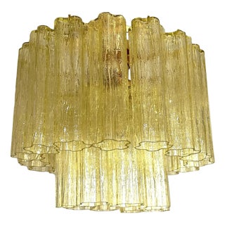 Handcrafted Flush Mount in Gold with Amber Murano Glass by Simoeng for Simoeng For Sale