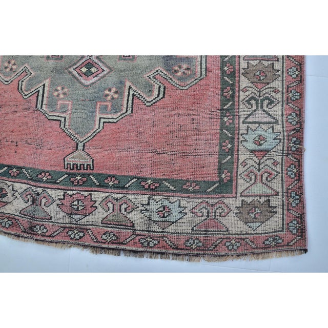 Light Pink Vintage Handknotted Wool Ethnic Rug For Sale - Image 8 of 10