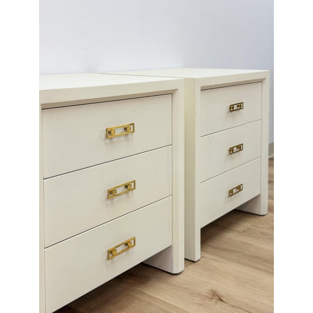 Mitchell Gold + Bob Williams Early 20th Century Pair of Mitchell Gold + Bob Williams White Nightstands, Red Drawers For Sale - Image 4 of 14