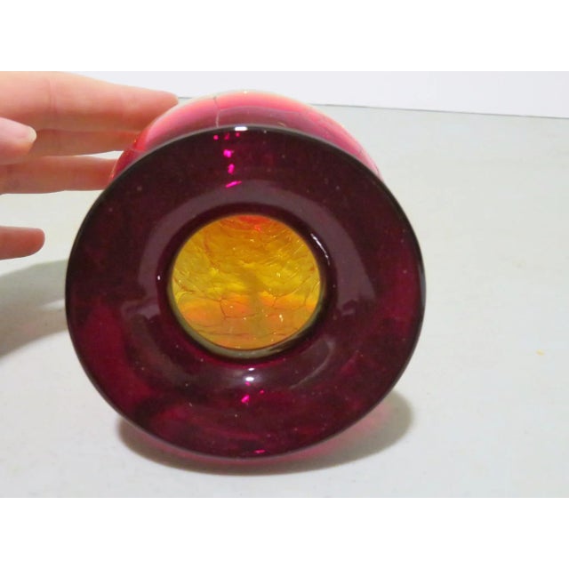 Mid 20th Century Mid 20th Century Blenko Crackle Glass Amberina Vase For Sale - Image 5 of 6