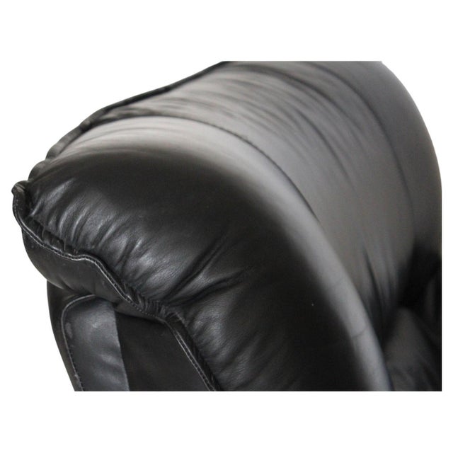 Postmodern Lounge Chair in Black Leather and Steel attributed to Nicoletti Salotti for Avanti, Italy, 1980s For Sale - Image 10 of 12