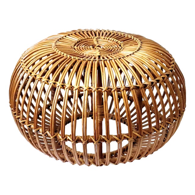 Ottoman by Franco Albini Wicker Pencil Reed Pouf 1960s Italy For Sale