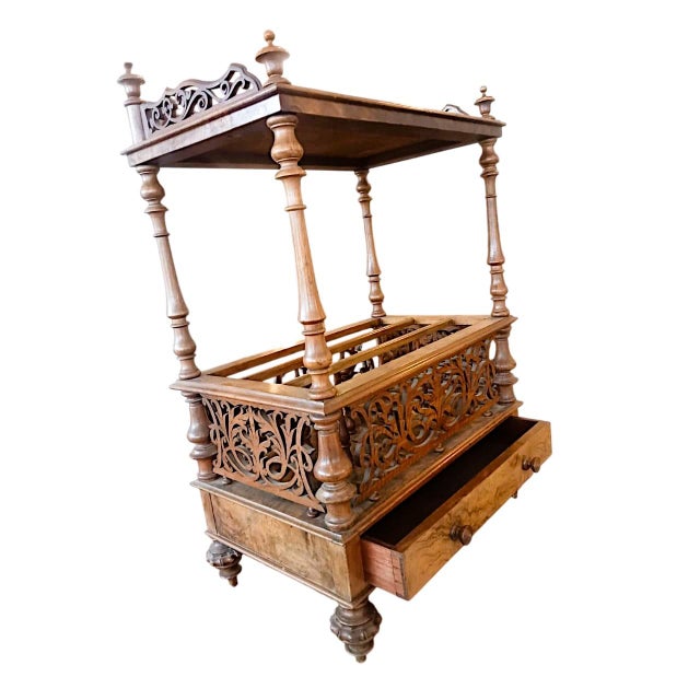 Bolognese étagère in olive tree Period: mid-19th century Particular cabinet with two drawers and document compartments of...