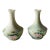 Pair of Antique French Porcelain Hand-Painted Bud Vases — Celadon, Pink Roses & Peaches, C. 1900 For Sale