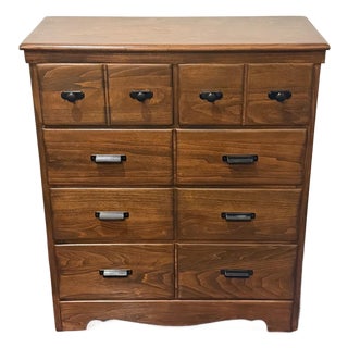 Vintage Five-Drawer Chest of Drawers in Rich Walnut Finish – Refinished Wood Dresser For Sale