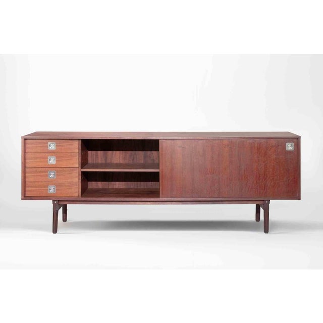 Wood Italian Mid-Century Modern Sideboard in Teak with Four Drawers, 1960s For Sale - Image 7 of 12