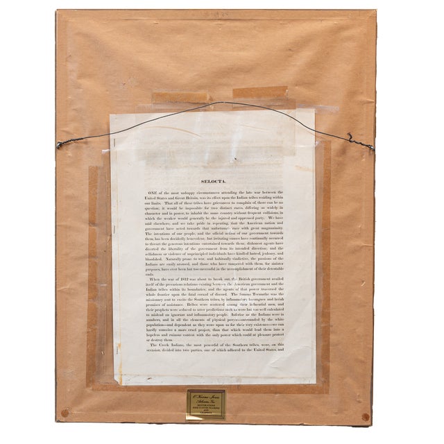 Antique Hand-Colored Lithograph "Se-Loc-Ta, a Creek Chief" For Sale - Image 4 of 4