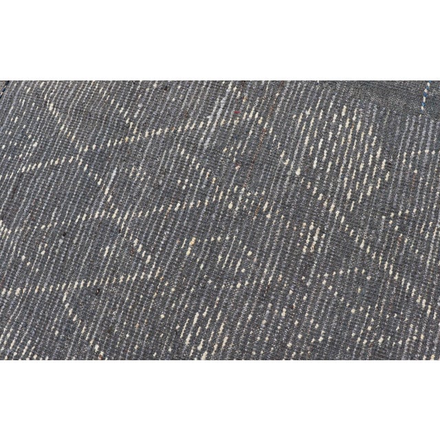 Modern Casual Gallery Runner With Moroccan Diamond Pattern in Purple & Ivory 4'2 X 15'10 For Sale - Image 12 of 12