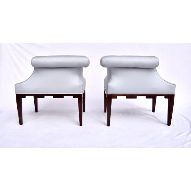 Baker Furniture Castle Corner Chairs, Walnut, Upholstery, Modern Usa For Sale In Philadelphia - Image 6 of 11