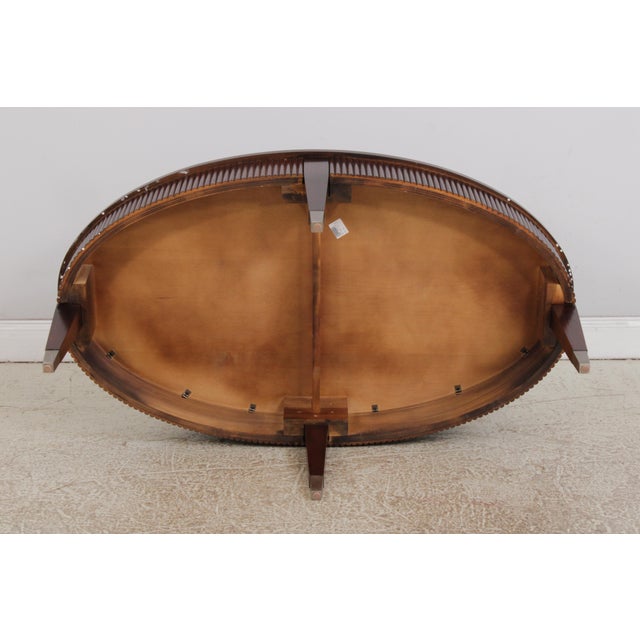Ethan Allen Avenue Mahogany Oval Coffee Table For Sale - Image 12 of 15