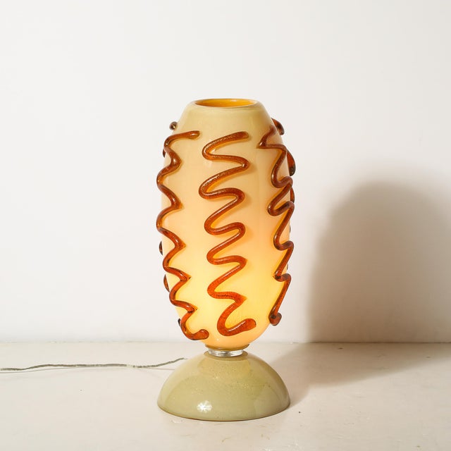 Mid-Century Hand-Blown Murano Glass Uplight in Vellum Hue W/ Sandstone Trailing For Sale - Image 14 of 18