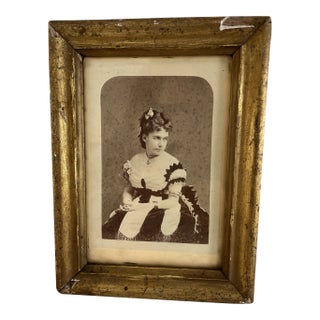 Mid 19th Century Victorian Albumen Carte De Visites of a a Lady in Period Dress, Framed For Sale