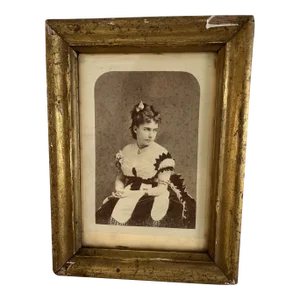 Mid 19th Century Victorian Albumen Carte De Visites of a a Lady in Period Dress, Framed