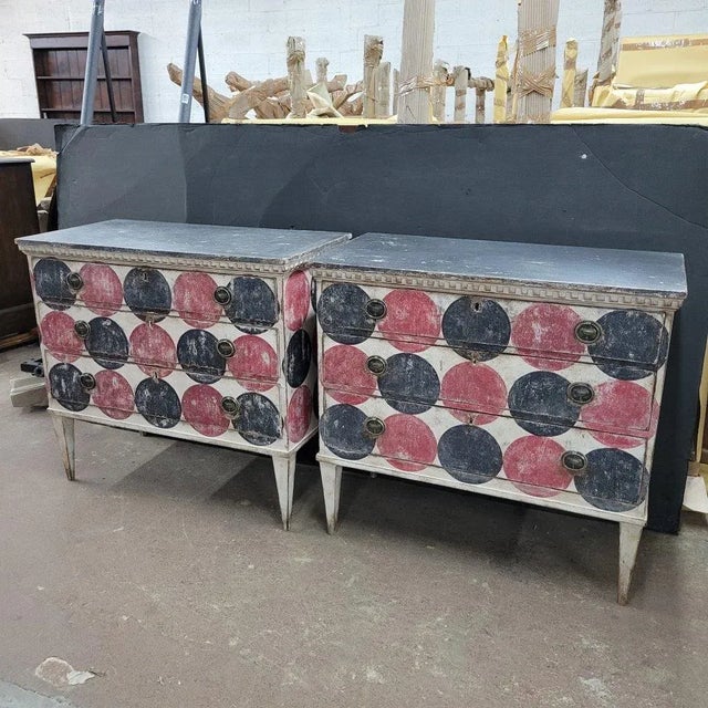 Italian Style Painted Chest of Drawers/Dresser A- Pair Circa 1860 For Sale - Image 11 of 12