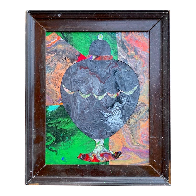 Hand Marbled Pietra Dura Style Painting of Urn Framed For Sale