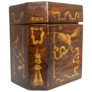 19th Century British Tea Caddy With Inlay For Sale