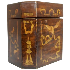 19th Century British Tea Caddy With Inlay
