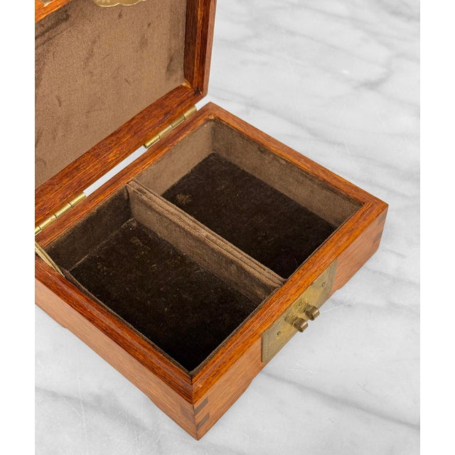 Brown Vintage Chinese Chinoiserie Rosewood Storage Jewelry Box W/ Brass Lock For Sale - Image 8 of 13