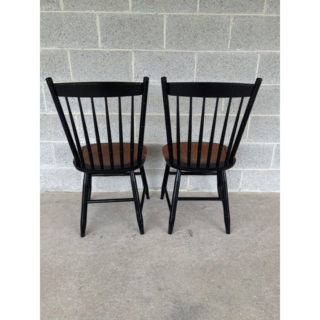 L. Hitchcock Black Harvest Maple Prospect Windsor Side Chairs - A Pair For Sale - Image 10 of 11
