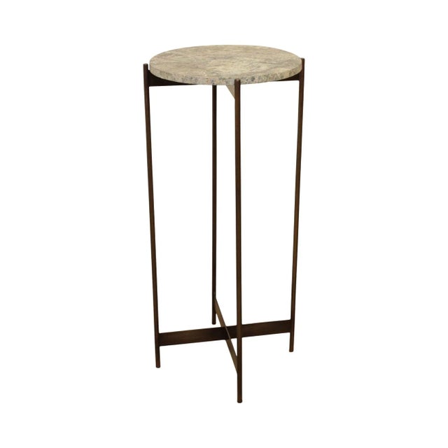 Modern Brass Base Round Marble Top Pedestal or Plant Stand For Sale - Image 13 of 13