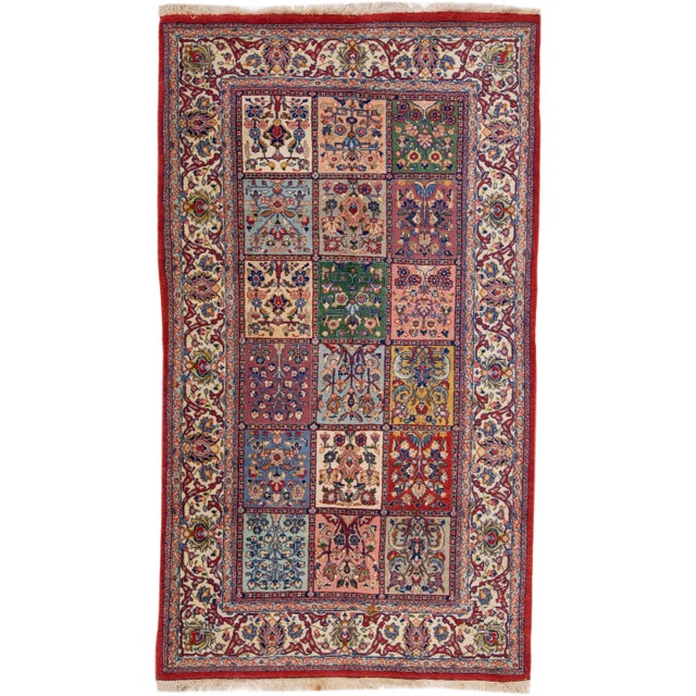 Textile 1920s Multicolor Handmade Antique Bakhtiari Persian Wool Rug With Allover Motif For Sale - Image 7 of 7