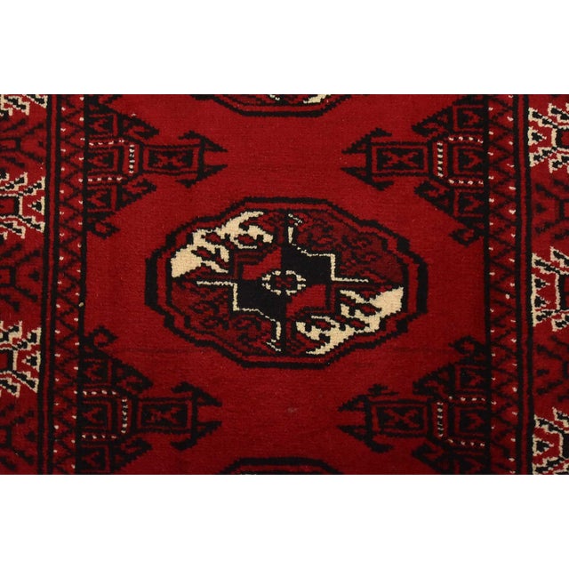 Textile Turkmen Runner 2’7” X 9’6” Red Wool Vintage Tribal Hand-Knotted Oriental Rug For Sale - Image 7 of 11