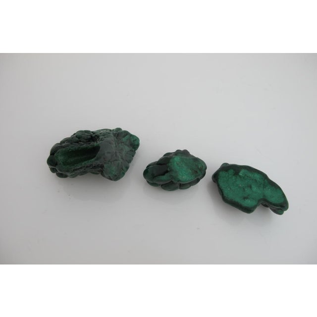 Mid 20th Century Polished Botryoidal Malachite Brain Cluster Gemstone Specimen Set of 3 For Sale - Image 5 of 10