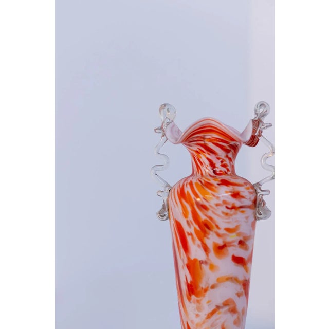 Red Vintage Orange Murano Glass Vase by Fratelli Toso, 1940s For Sale - Image 8 of 10