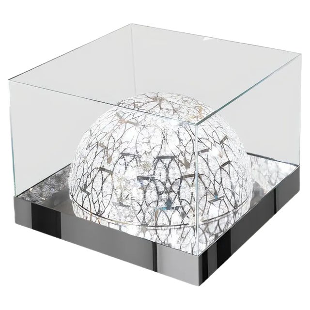 Glass Roma Coffee Table with Arabesque Steel & Crystal Lamps from VGnewtrend For Sale