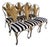 1990s Hollywood Regency Gold Gilt Metal Leaf Back Dining Chairs With Black & Cream Striped Upholstery - Set of 6 For Sale