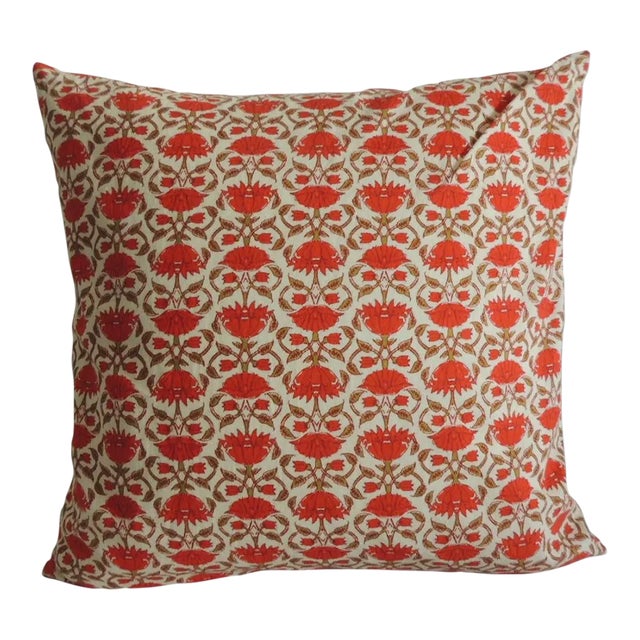 Printed Cotton Floral Square Indian Pillow For Sale