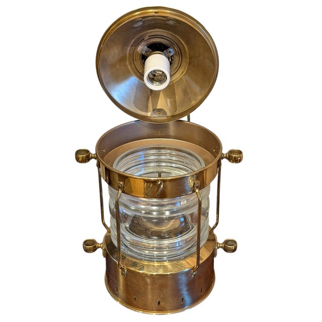 Mid 20th Century Brass Ship's Lantern Pendant Light For Sale - Image 15 of 16