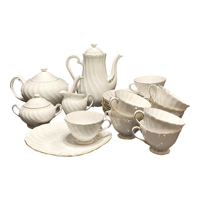 Vintage English Tea & Coffee Set – Royal Tuscan Bone China Dover Pattern, Service for 10 - 24pcs For Sale
