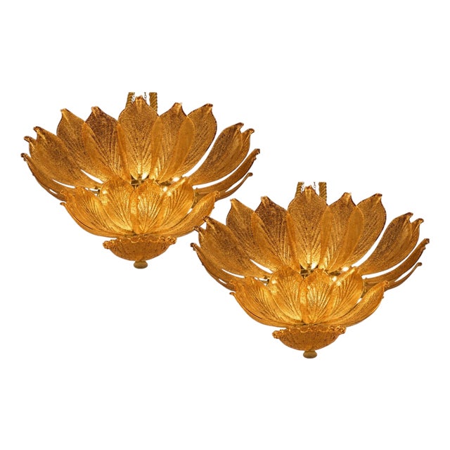 Venetian Ceiling Lights by Valentina Planta. Murano, 1990, Set of 2 For Sale