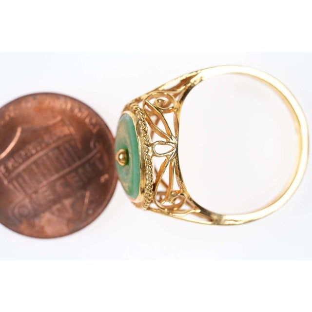 Late 20th Century Vintage Chinese 14k Gold and Jadeite Ring, Size 7.5 For Sale In Austin - Image 6 of 7
