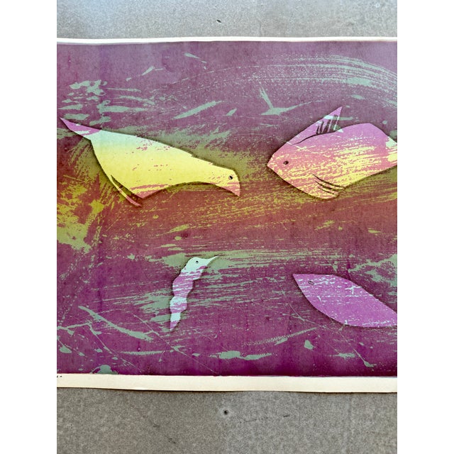 60s Mid Century Modern Relief Print "So What's New?" Signed Alie Patt Ed. 4 For Sale - Image 9 of 11