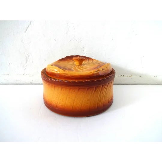Mid 20th Century Antique French Trompe l'Oeil Puff Pastry Brown Faience Terrine For Sale - Image 5 of 13