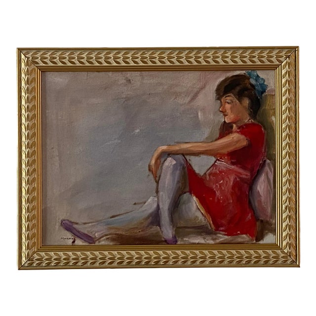 Original Figurative Oil Painting of Millennial Woman in Mini Dress by Marina Movshina For Sale